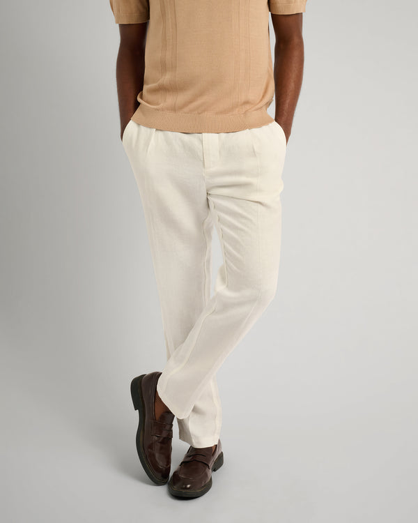 Onia Linen Tapered Pleated Trouser White