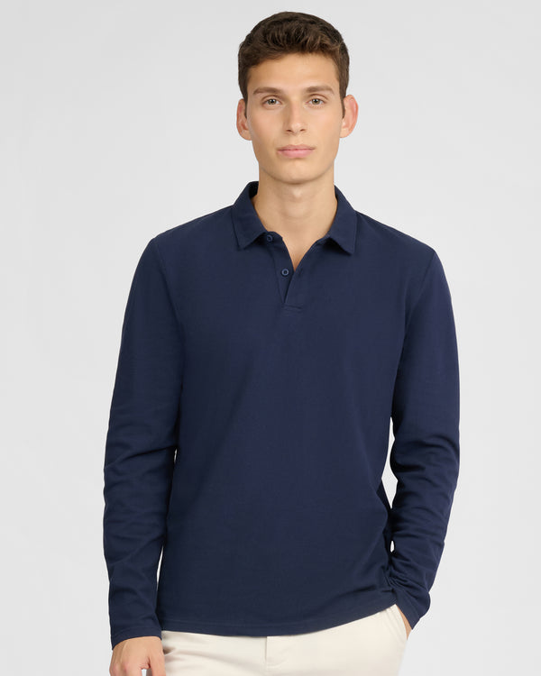 Onia Long Sleeve Pique Polo Midnight
