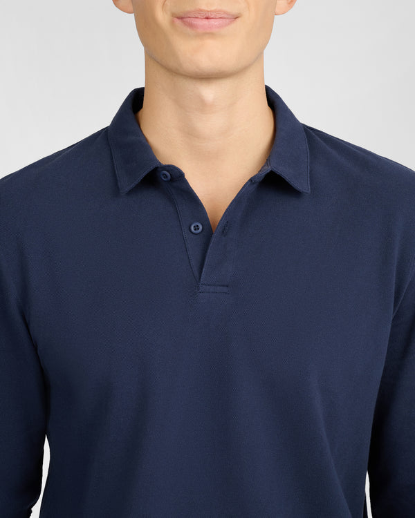 Onia Long Sleeve Pique Polo Midnight