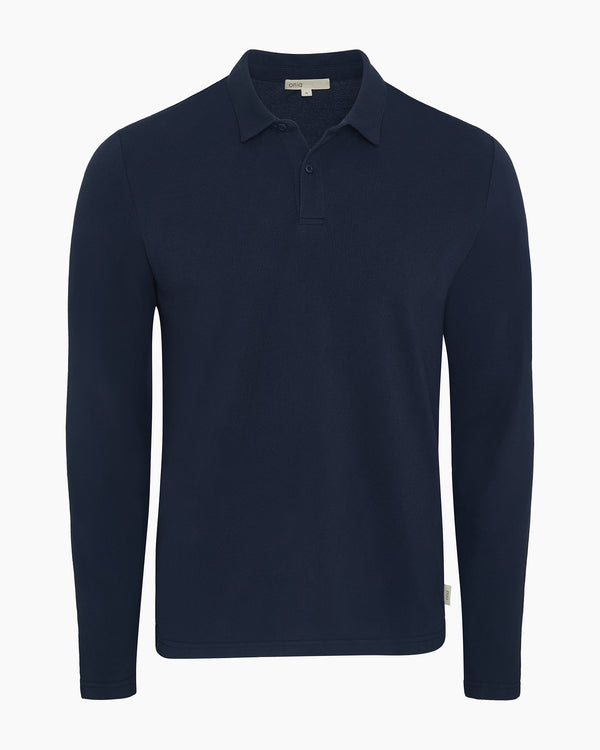 onia Long Sleeve Pique Polo Midnight