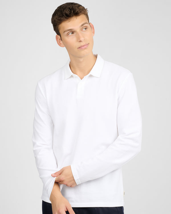 Onia Long Sleeve Pique Polo White