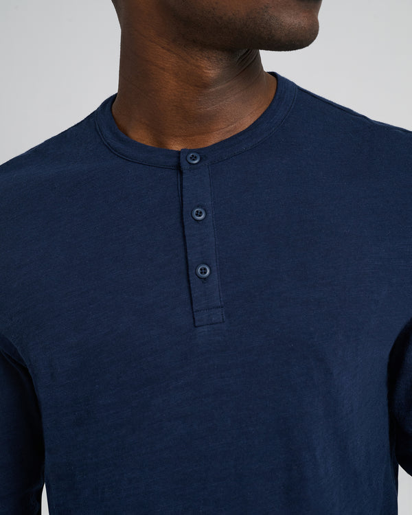 Onia Long Sleeve Slub Henley Deep Navy