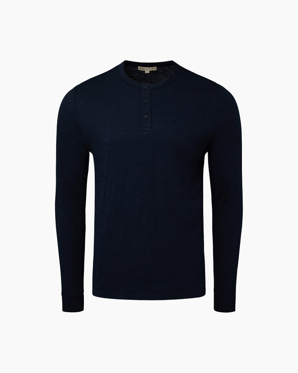 onia Long Sleeve Slub Henley Deep Navy