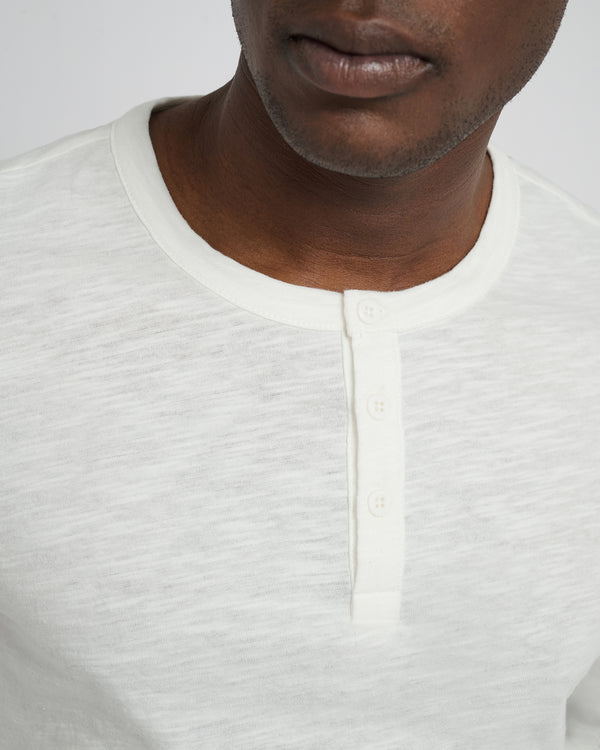 Onia Long Sleeve Slub Henley White