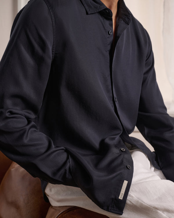 Onia Lyocell Long Sleeve Shirt Midnight