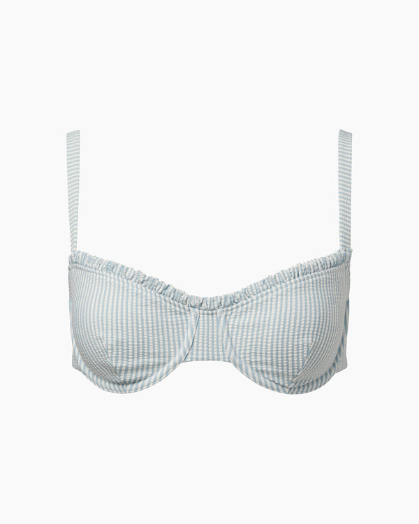 Onia Marilyn Bikini Top Pale Blue/White