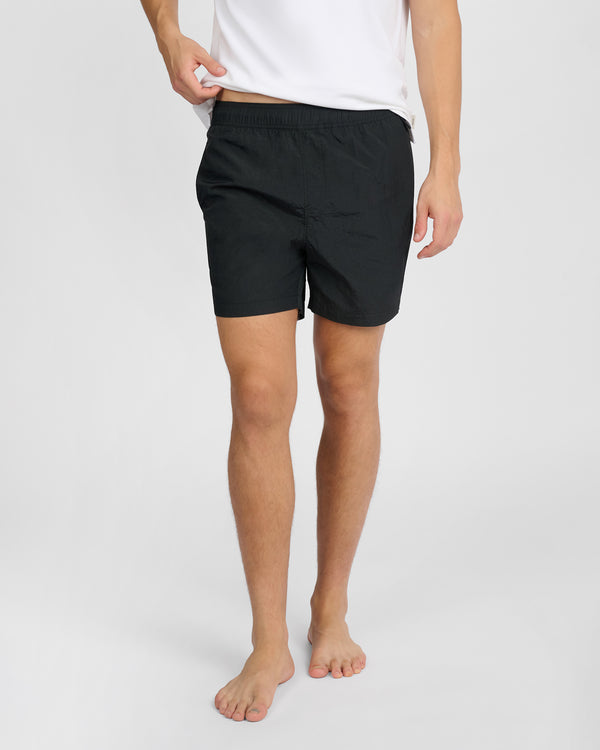 Onia Nylon Crinkle 5" Swim Trunk Black