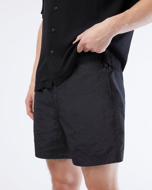 Onia Nylon Crinkle 5" Swim Trunk Black