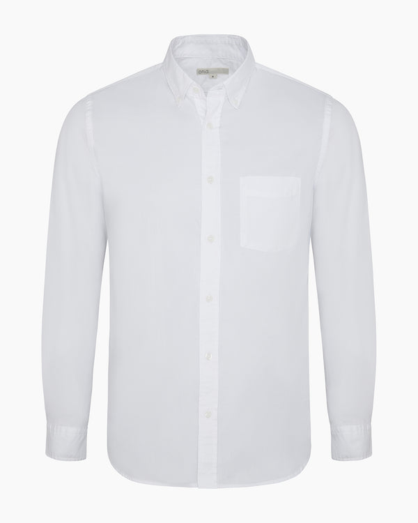 onia Oxford Long Sleeve Button Down Shirt White