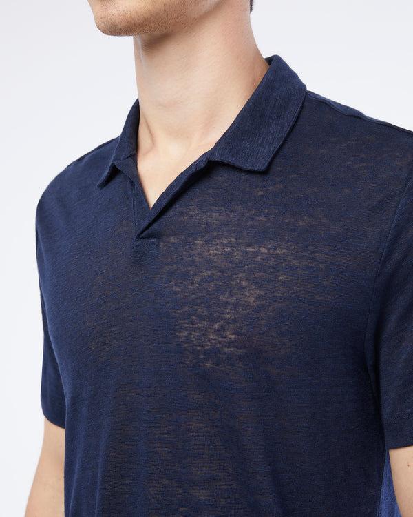 Onia Shaun Linen Polo Deep Navy
