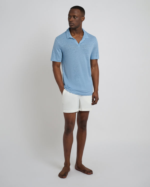 Onia Shaun Linen Polo Dusty Blue