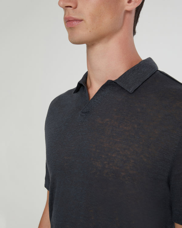 Onia Shaun Linen Polo Gunmetal