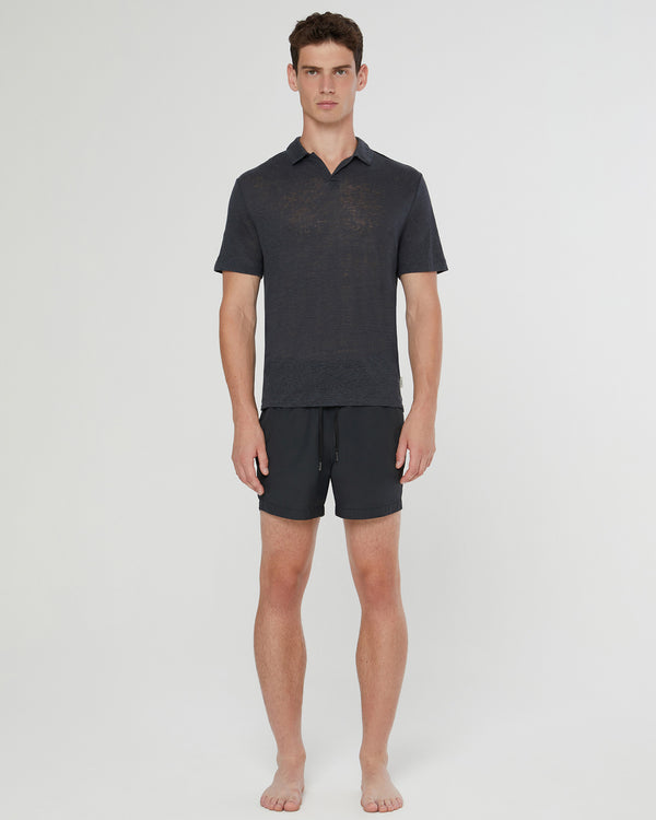 Onia Shaun Linen Polo Gunmetal
