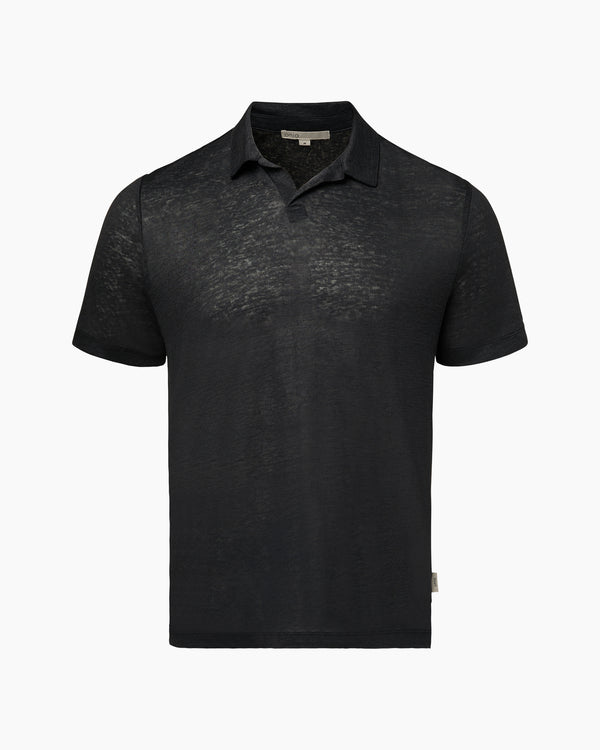 onia Shaun Linen Polo Gunmetal