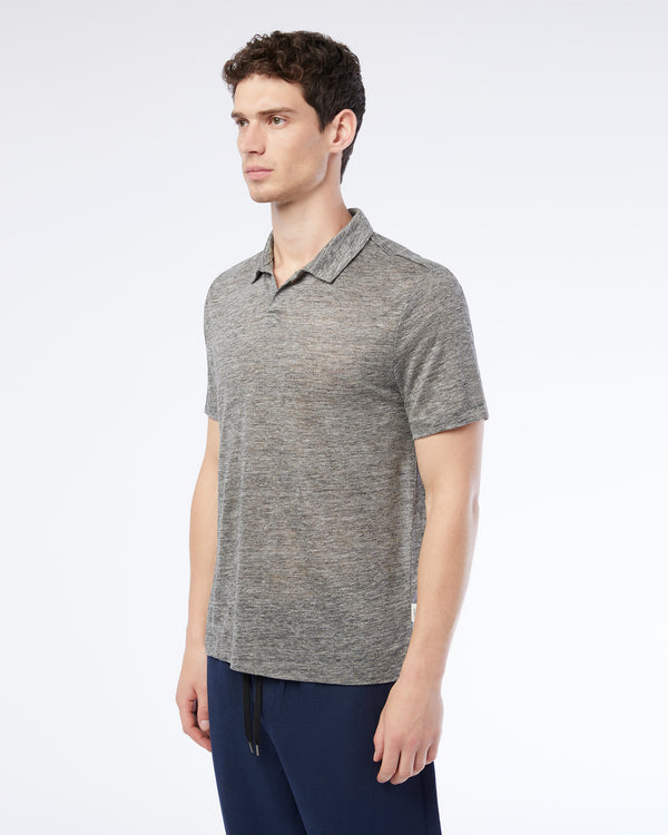 Onia Shaun Linen Polo Heather Grey