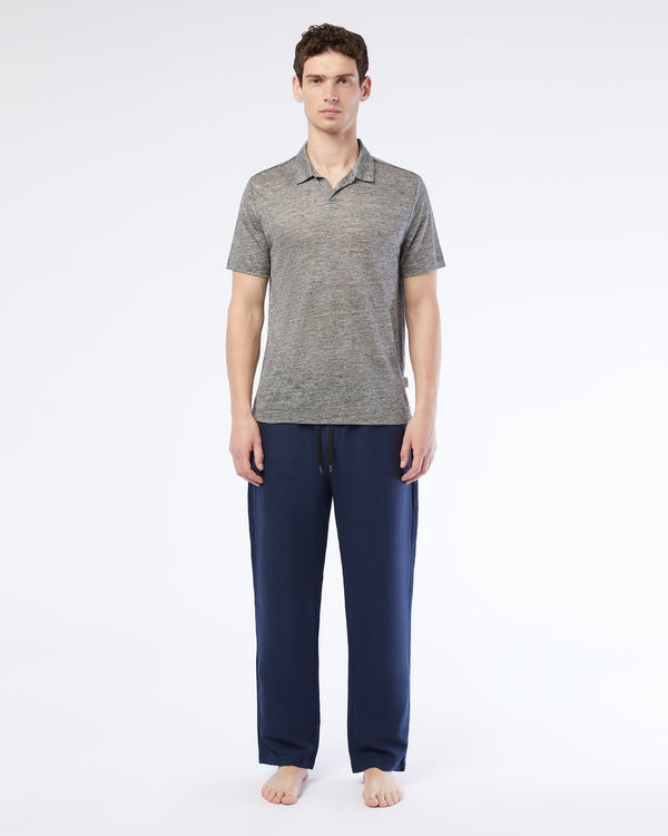Onia Shaun Linen Polo Heather Grey