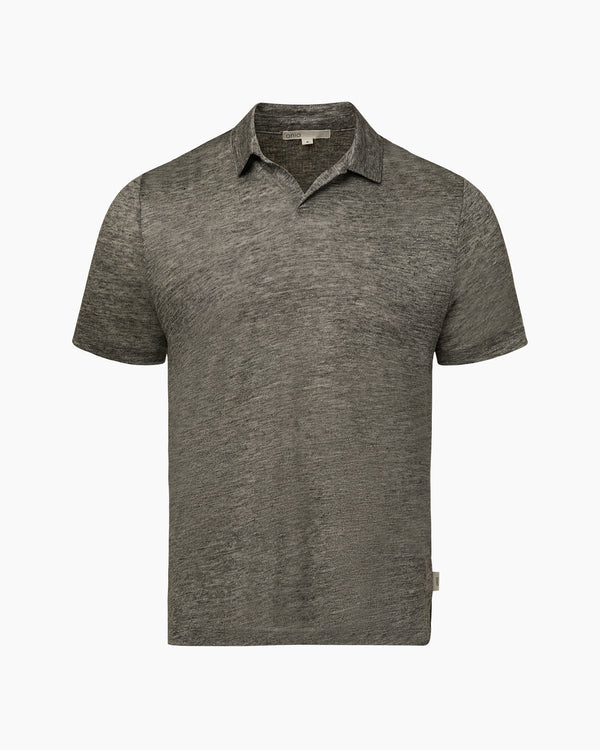 onia Shaun Linen Polo Heather Grey