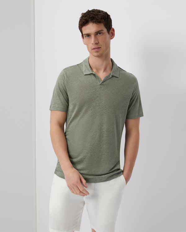 Onia Shaun Linen Polo Sage