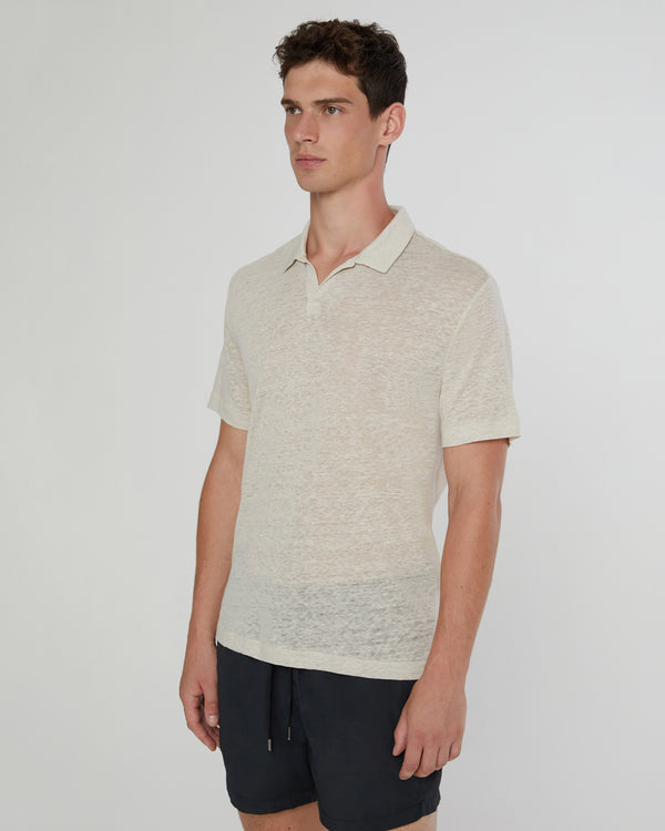 Onia Shaun Linen Polo Stone