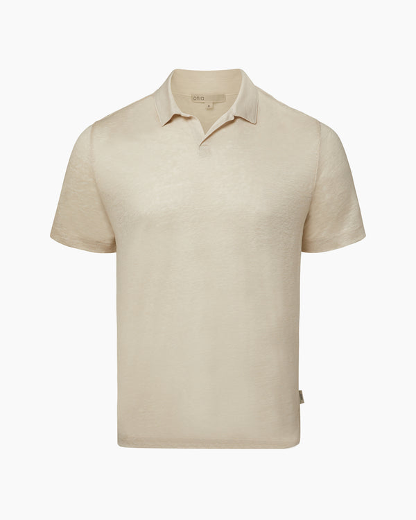 onia Shaun Linen Polo Stone