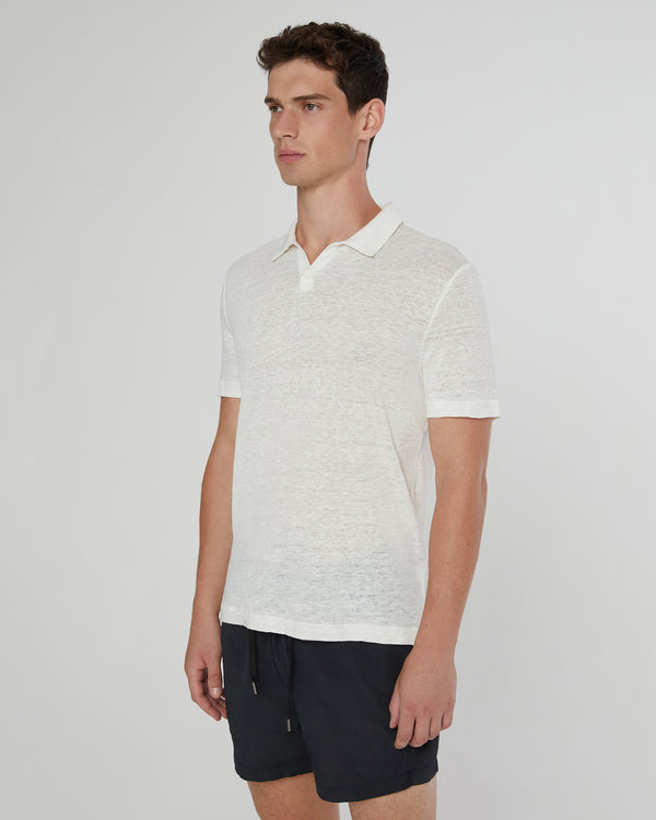 Onia Shaun Linen Polo White