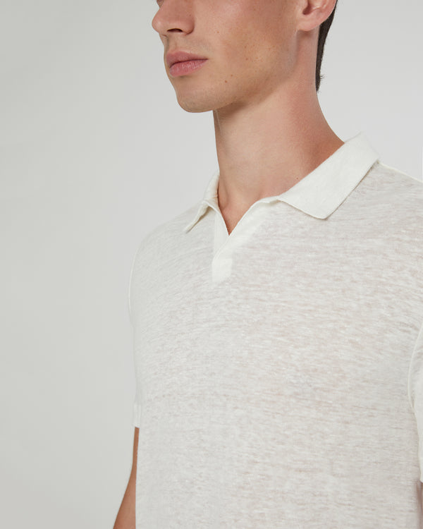 Onia Shaun Linen Polo White