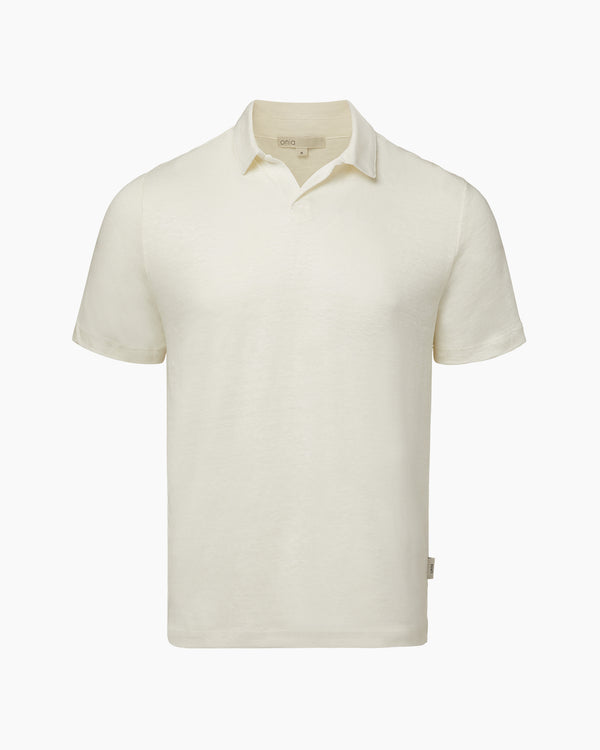 onia Shaun Linen Polo White