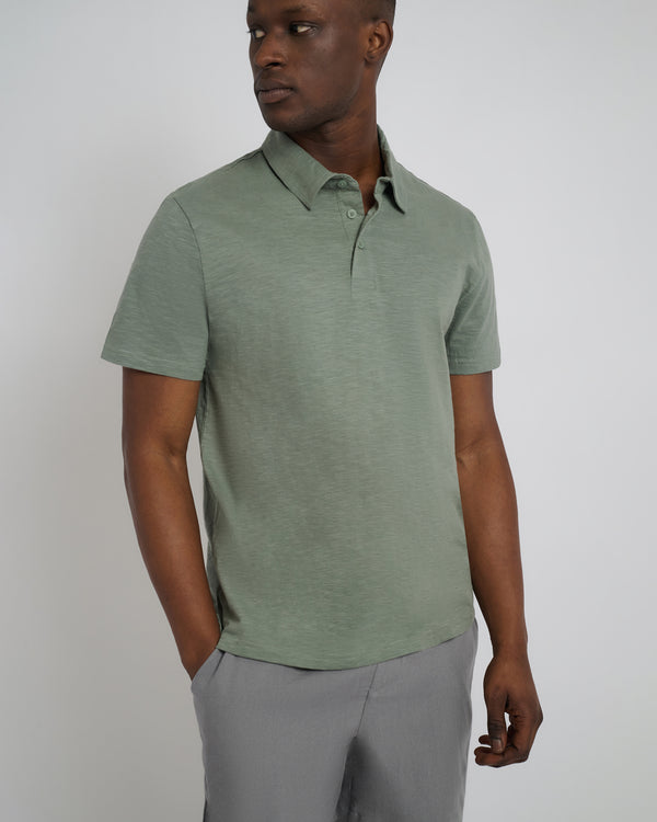 Onia Slub Short Sleeve Polo Agave