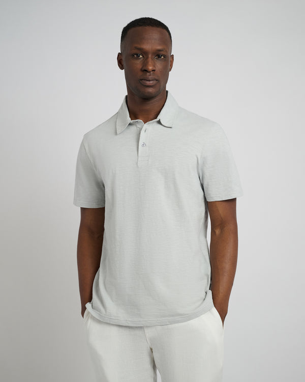 Onia Slub Short Sleeve Polo Light Gray
