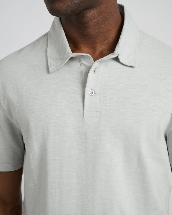 Onia Slub Short Sleeve Polo Light Gray