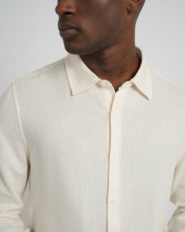 Onia Standard Long Sleeve Linen Shirt Oat