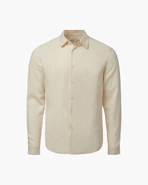 onia Standard Long Sleeve Linen Shirt Oat