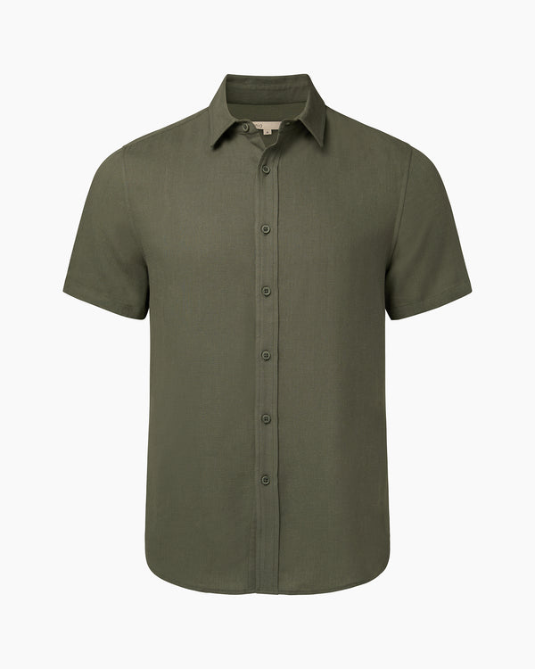 onia Standard Short Sleeve Linen Shirt Agave