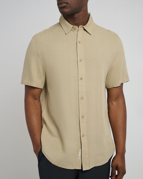 Onia Standard Short Sleeve Linen Shirt Sand