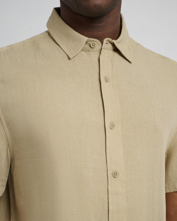 Onia Standard Short Sleeve Linen Shirt Sand