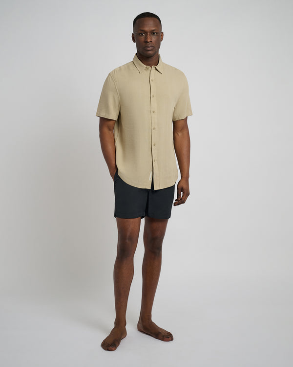 Onia Standard Short Sleeve Linen Shirt Sand