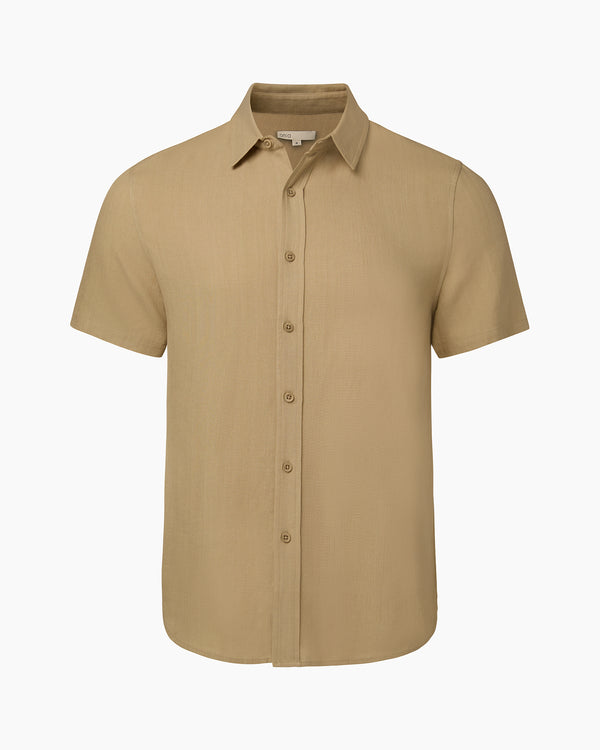 onia Standard Short Sleeve Linen Shirt Sand