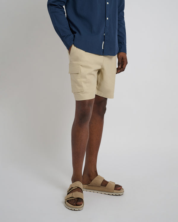 Onia Stretch Linen Pull-on Cargo Short Sand
