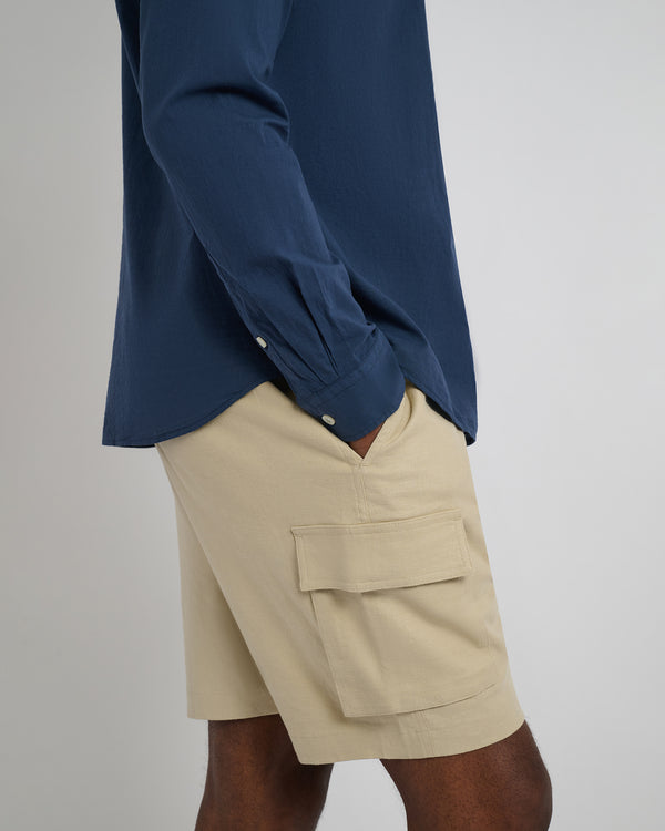 Onia Stretch Linen Pull-on Cargo Short Sand