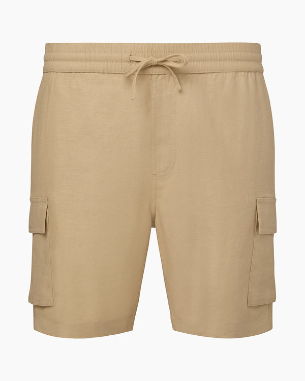 onia Stretch Linen Pull-on Cargo Short Sand
