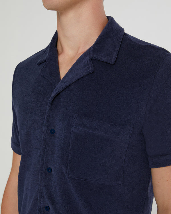 Onia Towel Terry Camp Shirt Deep Navy