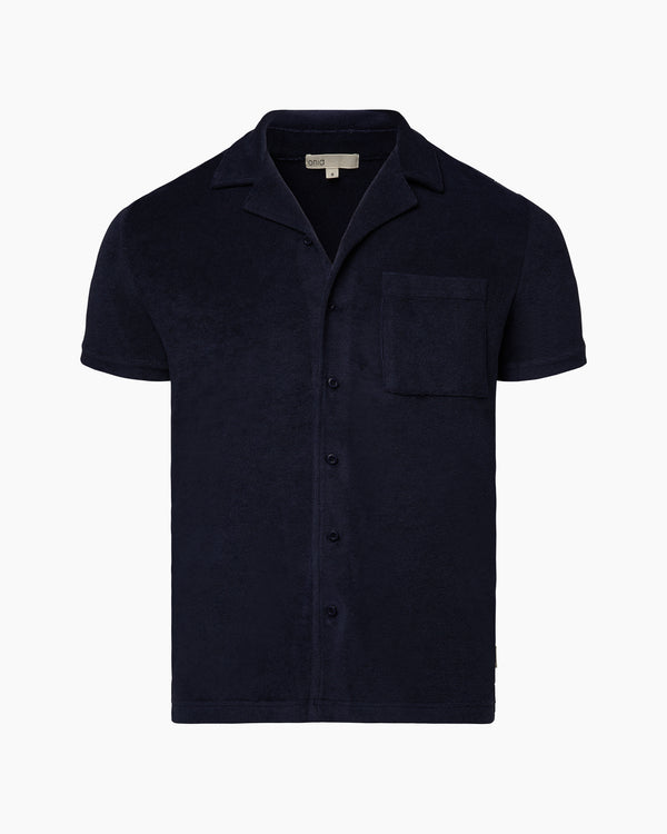 onia Towel Terry Camp Shirt Deep Navy