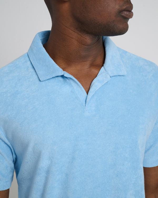 Onia Towel Terry Johnny Collar Polo Air Blue