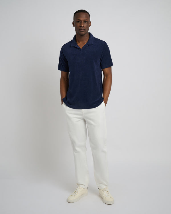Onia Towel Terry Johnny Collar Polo Deep Navy