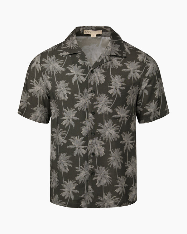 onia Viscose Camp Collar Shirt Olive Tonal