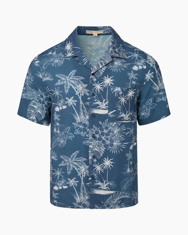 onia Viscose Camp Collar Shirt Vintage Indigo