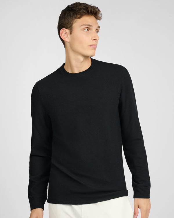 Onia Waffle Crewneck Sweater Black