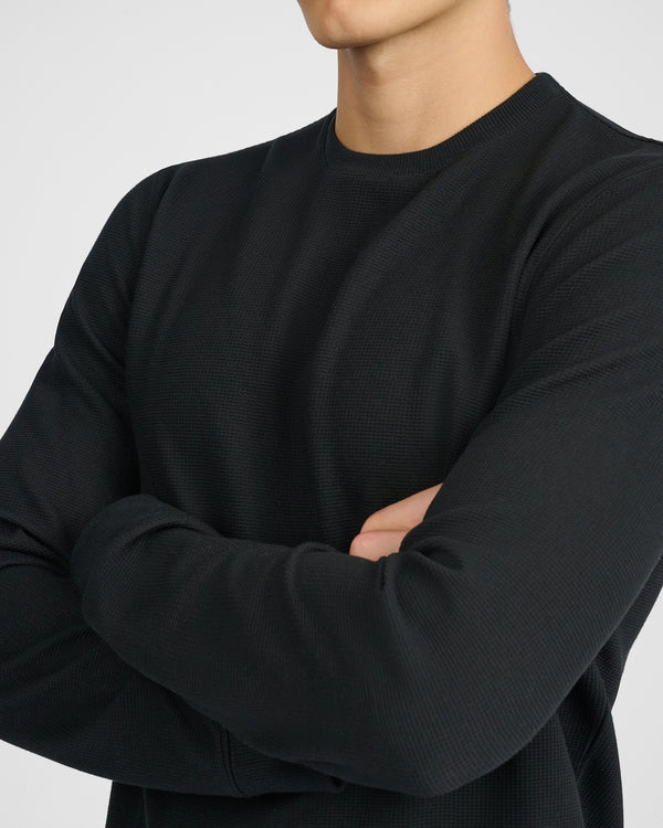 Onia Waffle Crewneck Sweater Black