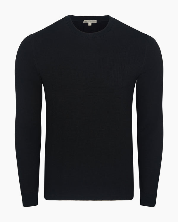 onia Waffle Crewneck Sweater Black