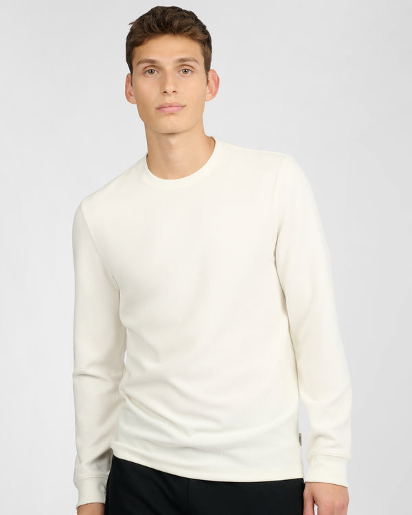 Onia Waffle Crewneck Sweater Egret